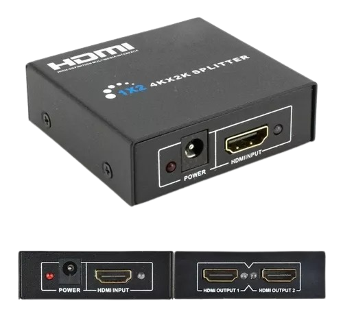 Distribuidor Splitter HDMI 1x2 (1 entrada 2 salidas). UHD 4K, 3D, HDCP