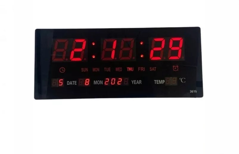 Reloj digital led de pared calendario hora fecha 45 x 22.5cm