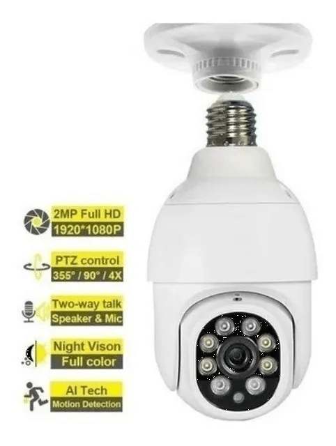 Cámara Robótica Foco Visión Nocturna Giratoria 360 Wifi