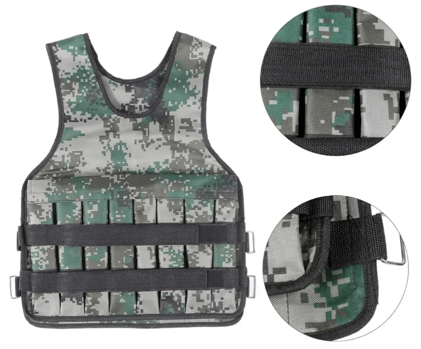 Chaleco De Peso 15 Kg Camuflaje Peso Regulable Verde Musgo