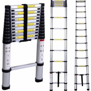 Escalera Telescópica Aluminio Plegable Extensible Plateado